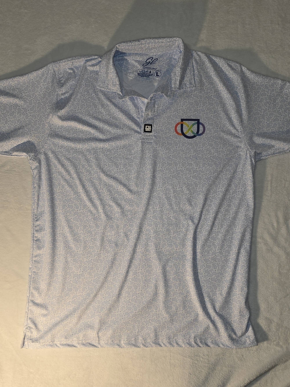 Greater Half Golf Polo Shirt Mens Size Large In Blue Paisley